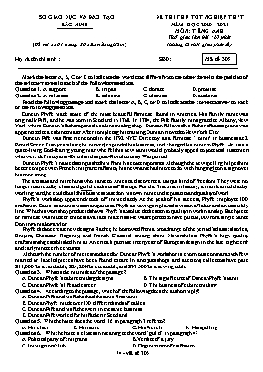 Đề thi thử Tốt nghiệp THPT môn Tiếng Anh - Mã đề 305 - Năm học 2020-2021 - Sở giáo dục và đào tạo Bắc Ninh (Có đáp án)